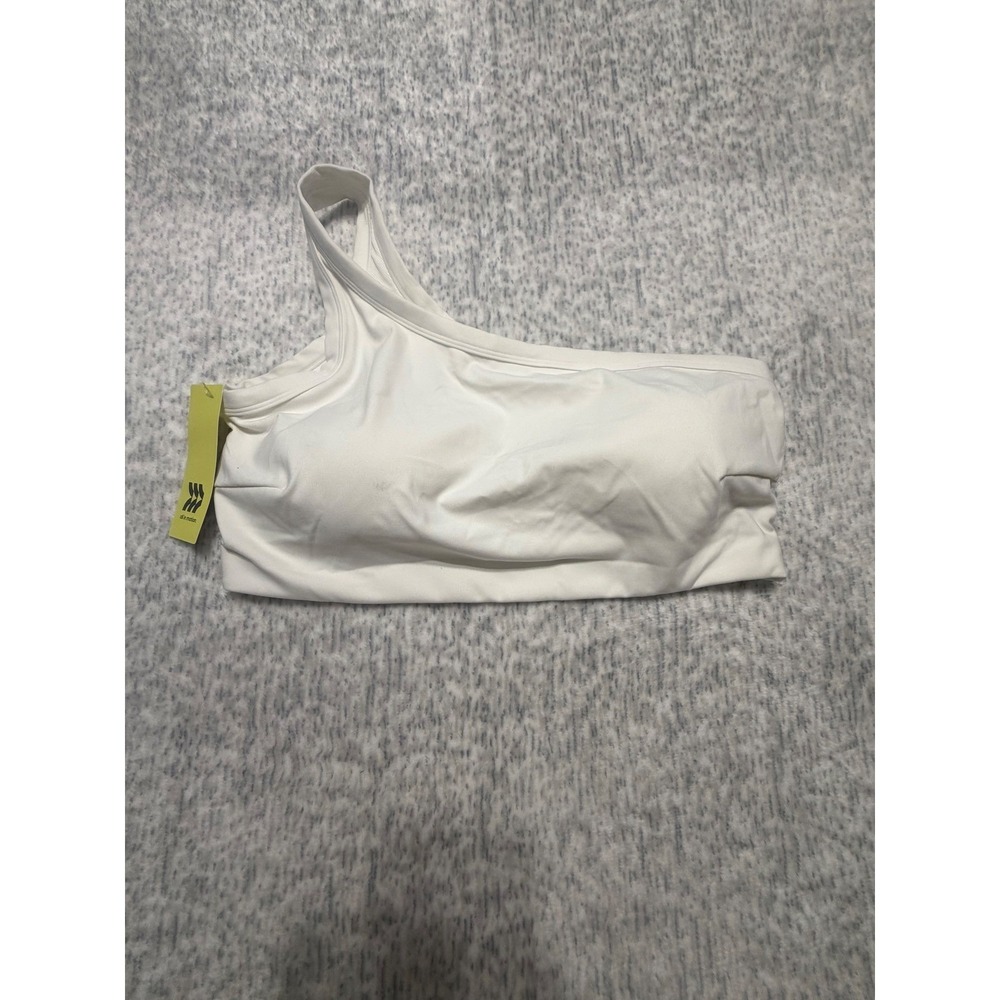 All in Motion White Brushed Sculpt Asymmetrical One Shoulder Sports Bra NWT